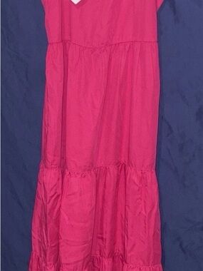 Women’s Fuchsia Maxi Dress - Sleeveless Tiered Summer Dress